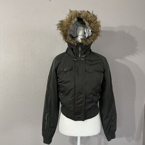 American Eagle Women's Size S Windbreaker Tactical Flight Bomber Hooded Jacket